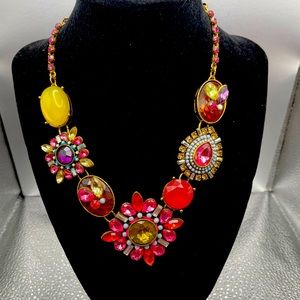 Betsy Johnson colorful iridescent rhinestone necklace and matching earrings